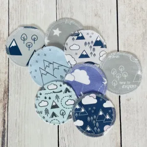 Organic Cotton Face Rounds - Set K - Rainbows   Mountains Dark Mix (Large)