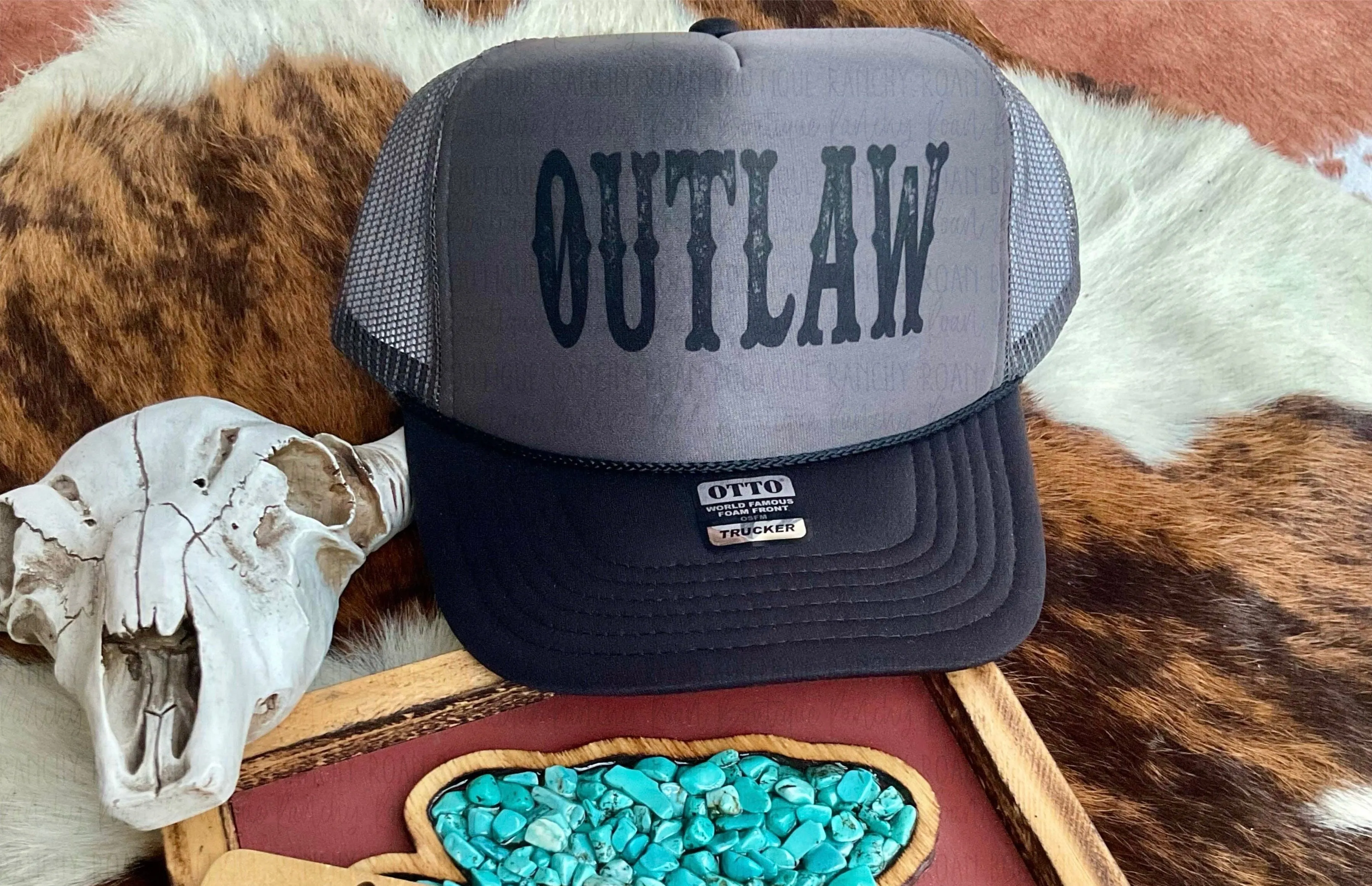 Outlaw Trucker Hat: Charcoal