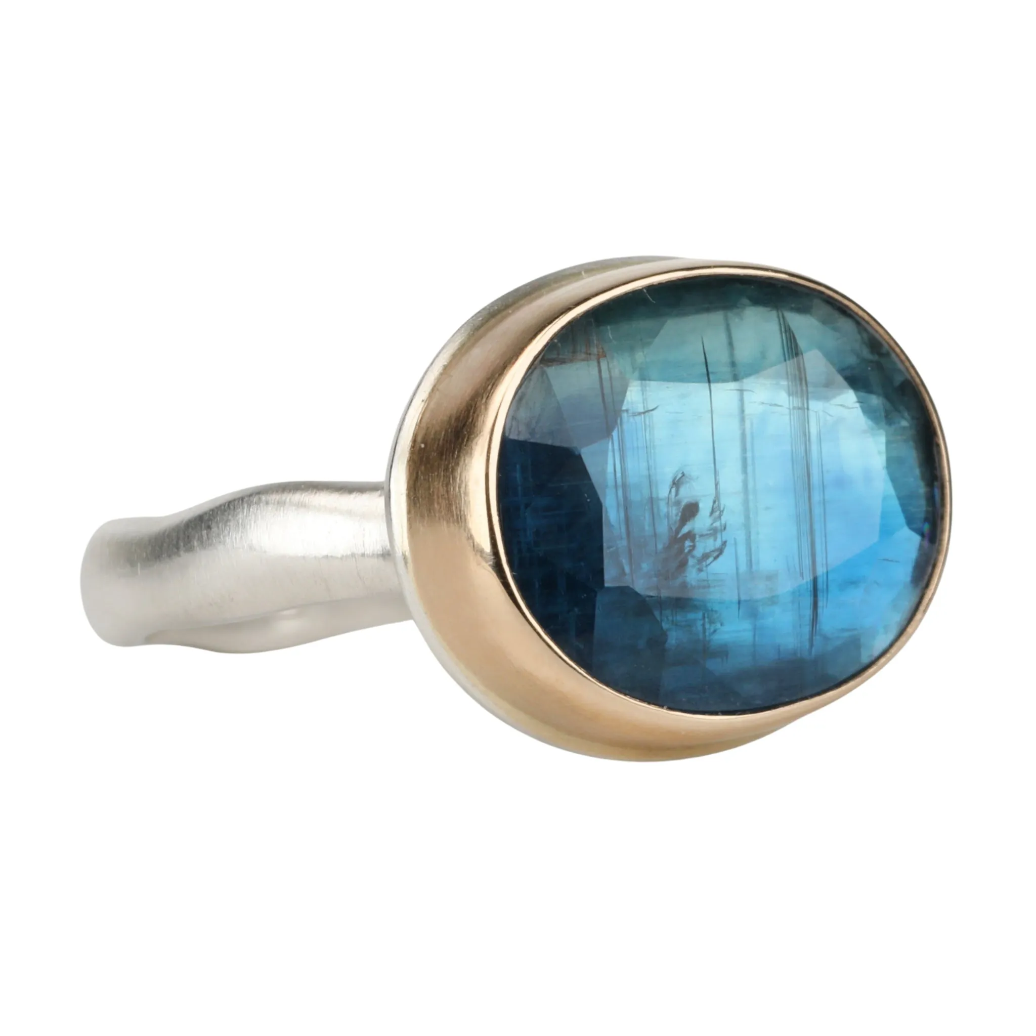 Oval Low Profile Duo-Chromatic Kyanite Ring