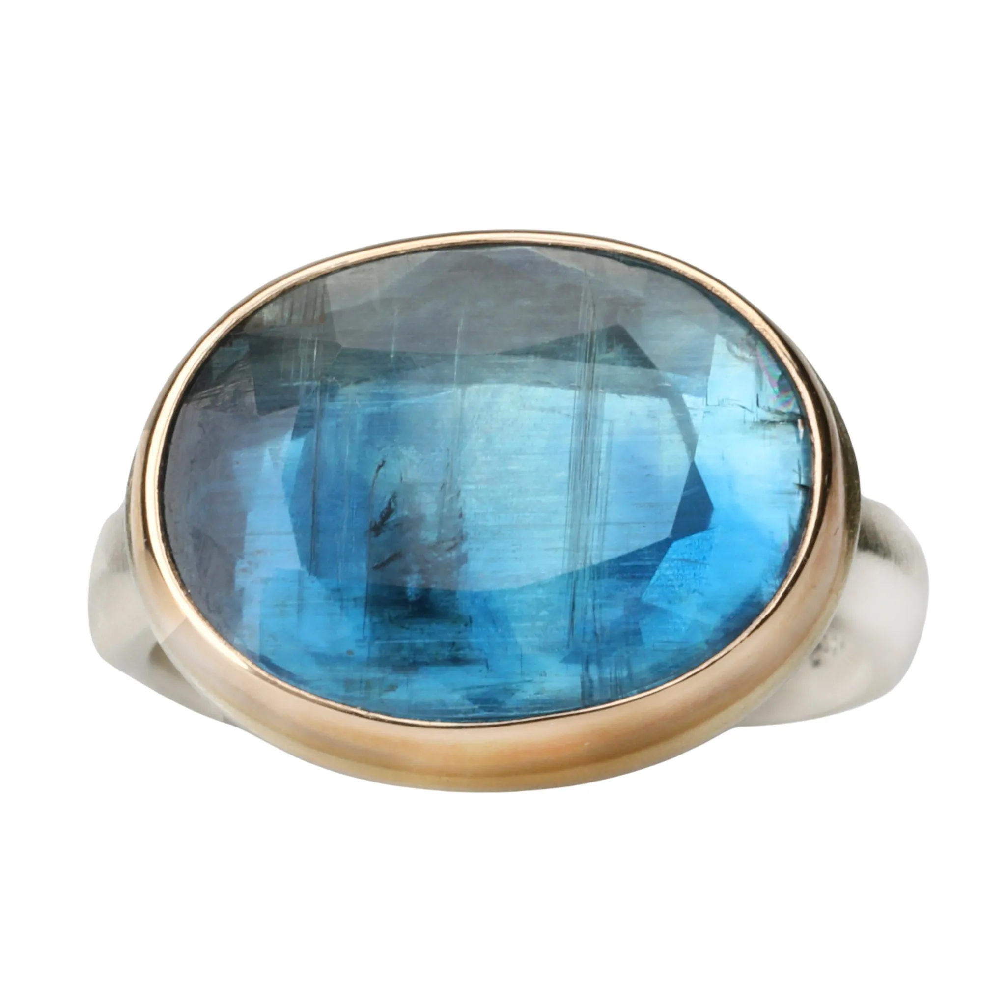 Oval Low Profile Duo-Chromatic Kyanite Ring