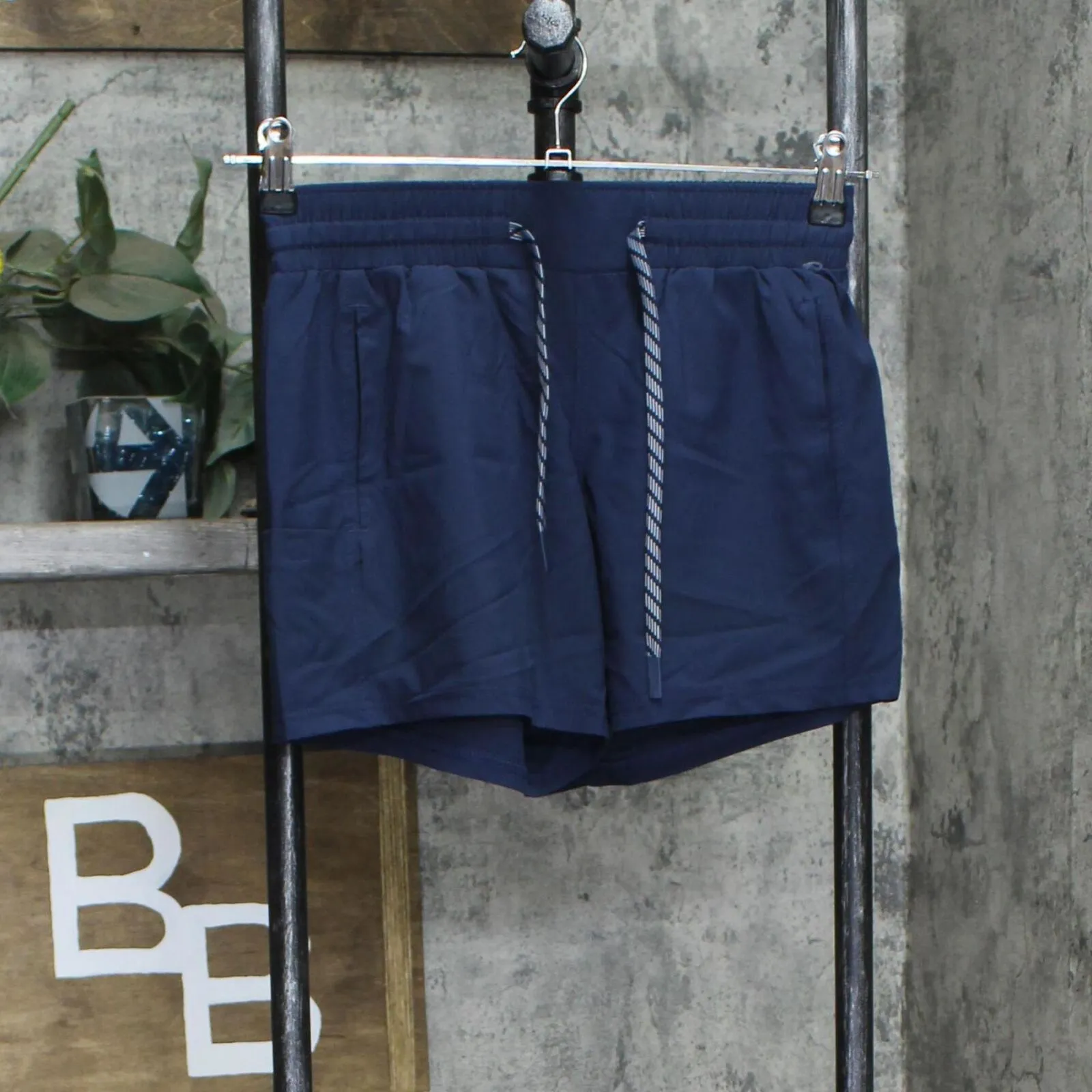 Pacific Trail Womens Elastic Waist Band Side Pockets Casual Shorts Navy Blue XS