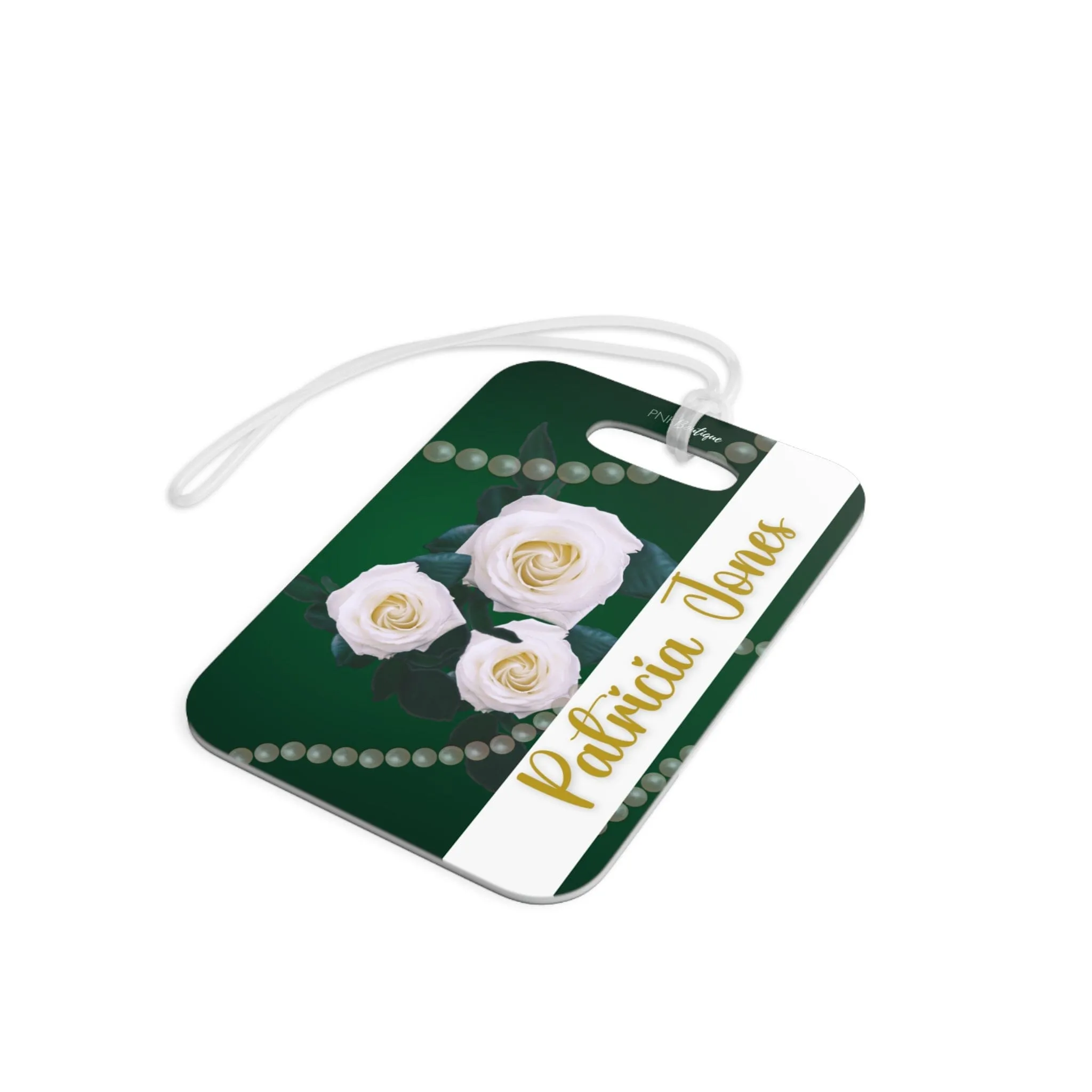 Personalized Links White Rose Luggage Tag