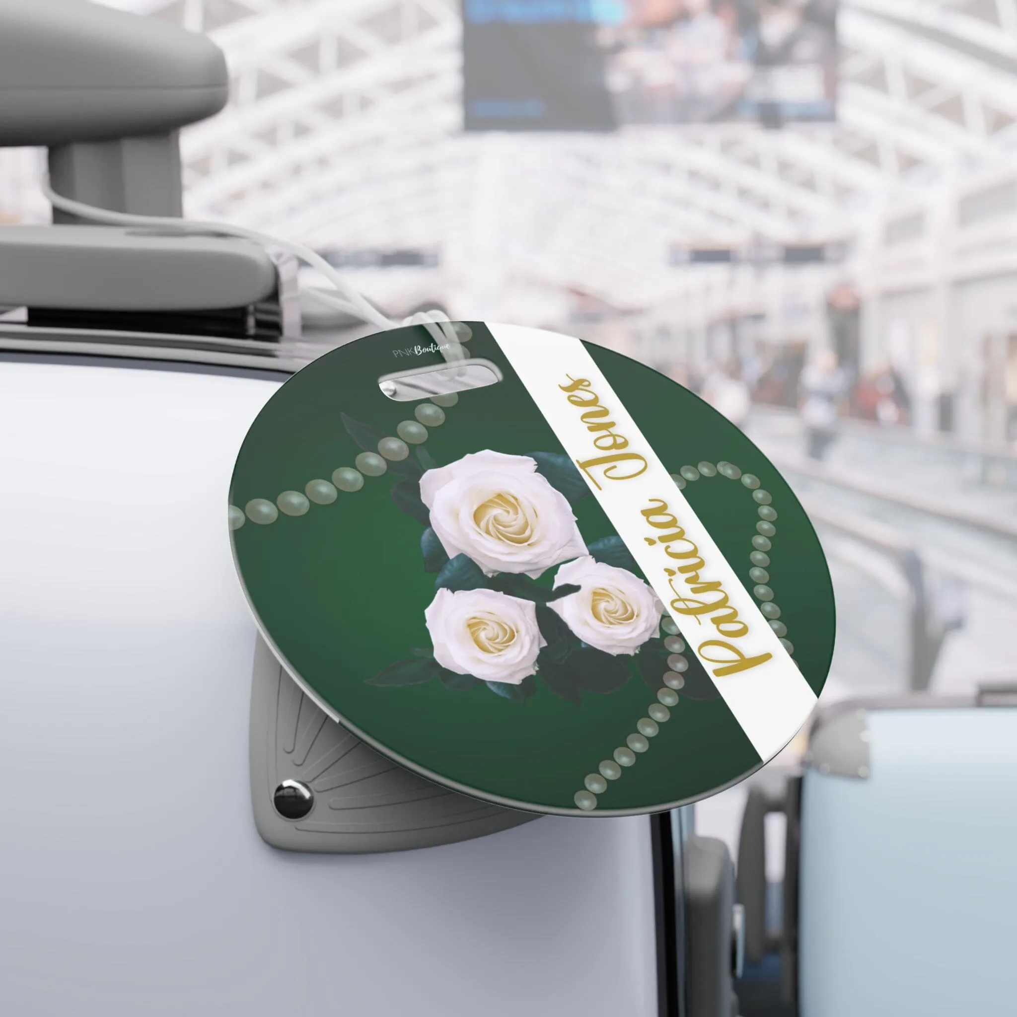 Personalized Links White Rose Luggage Tag