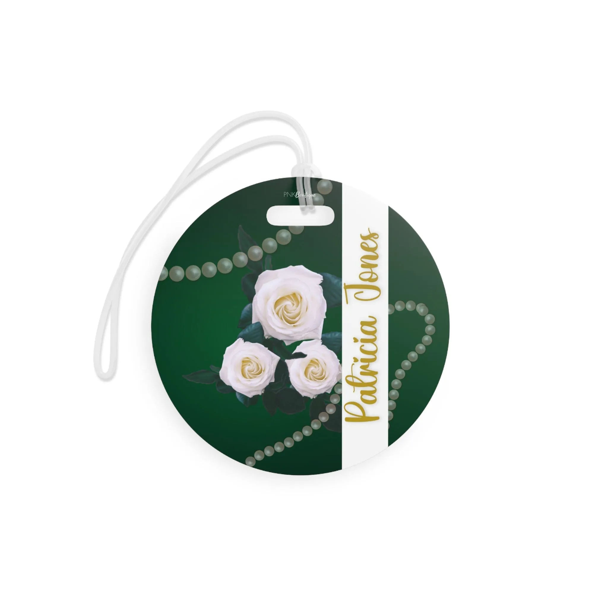 Personalized Links White Rose Luggage Tag