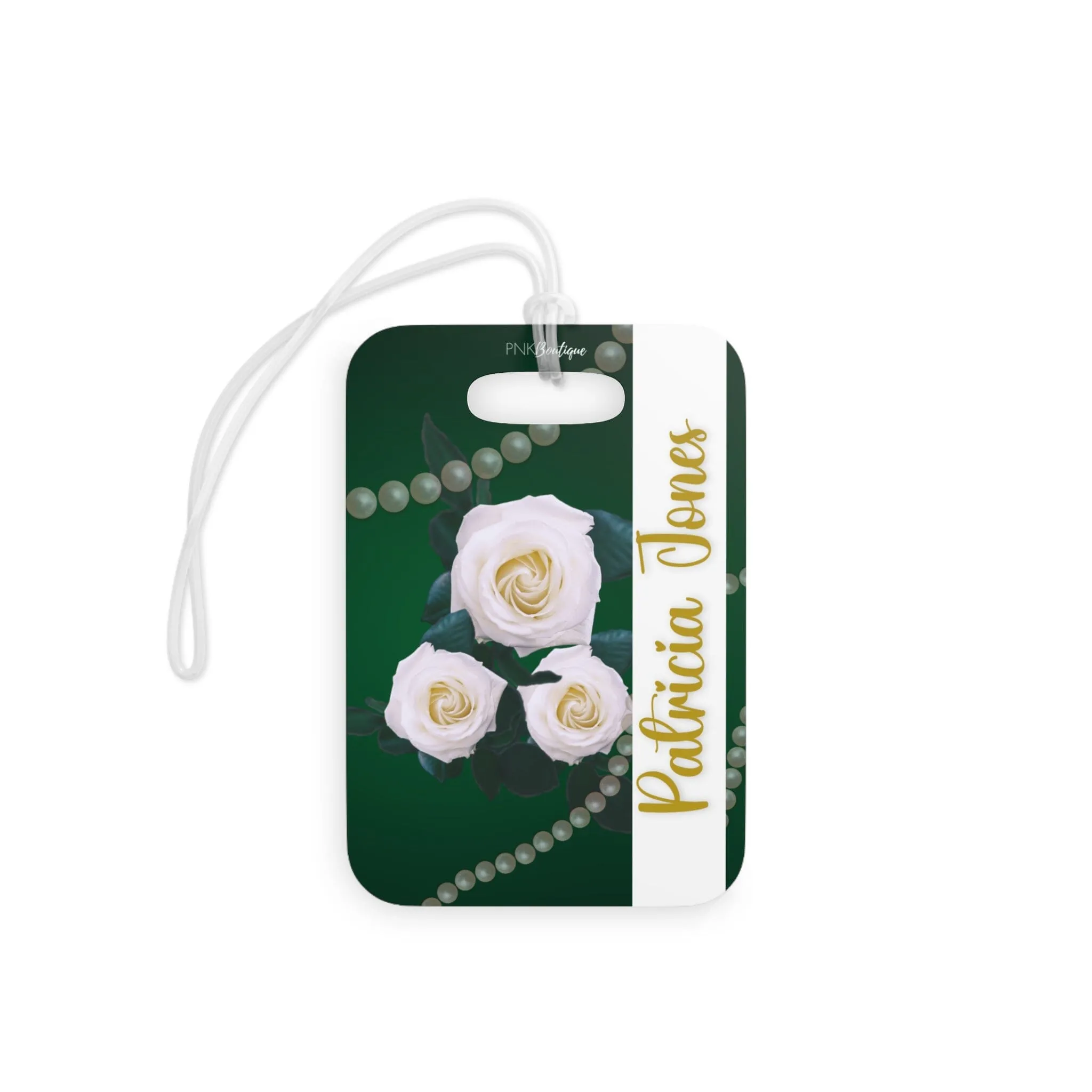 Personalized Links White Rose Luggage Tag