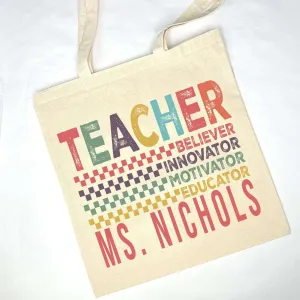 Personalized Teacher Tote Bag - Educator