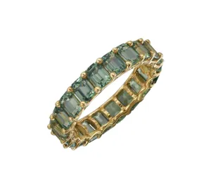 Petite Baguette Green Sapphire Eternity Band
