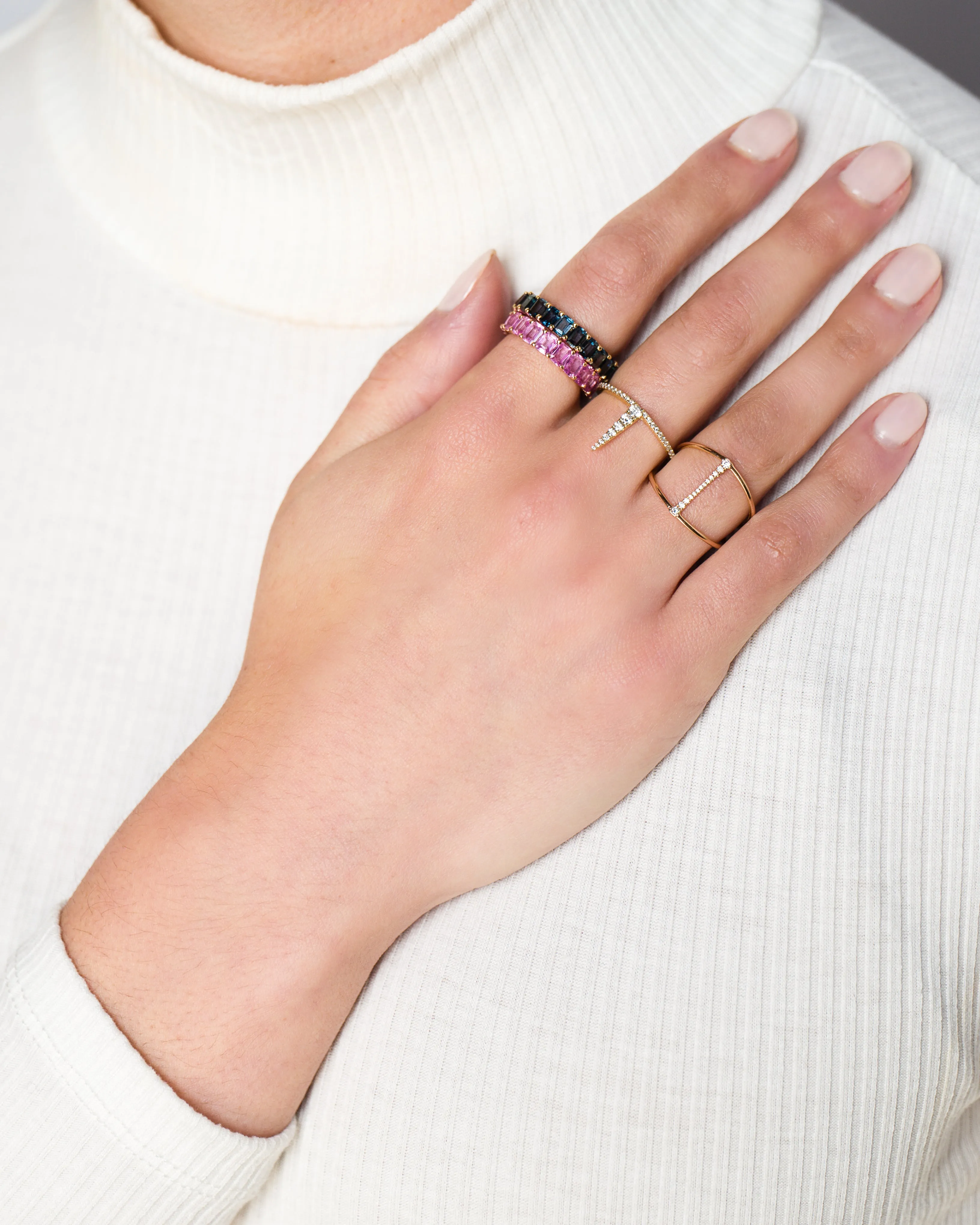 Petite Baguette Green Sapphire Eternity Band