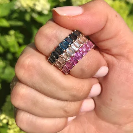 Petite Baguette London Blue Topaz Eternity Band