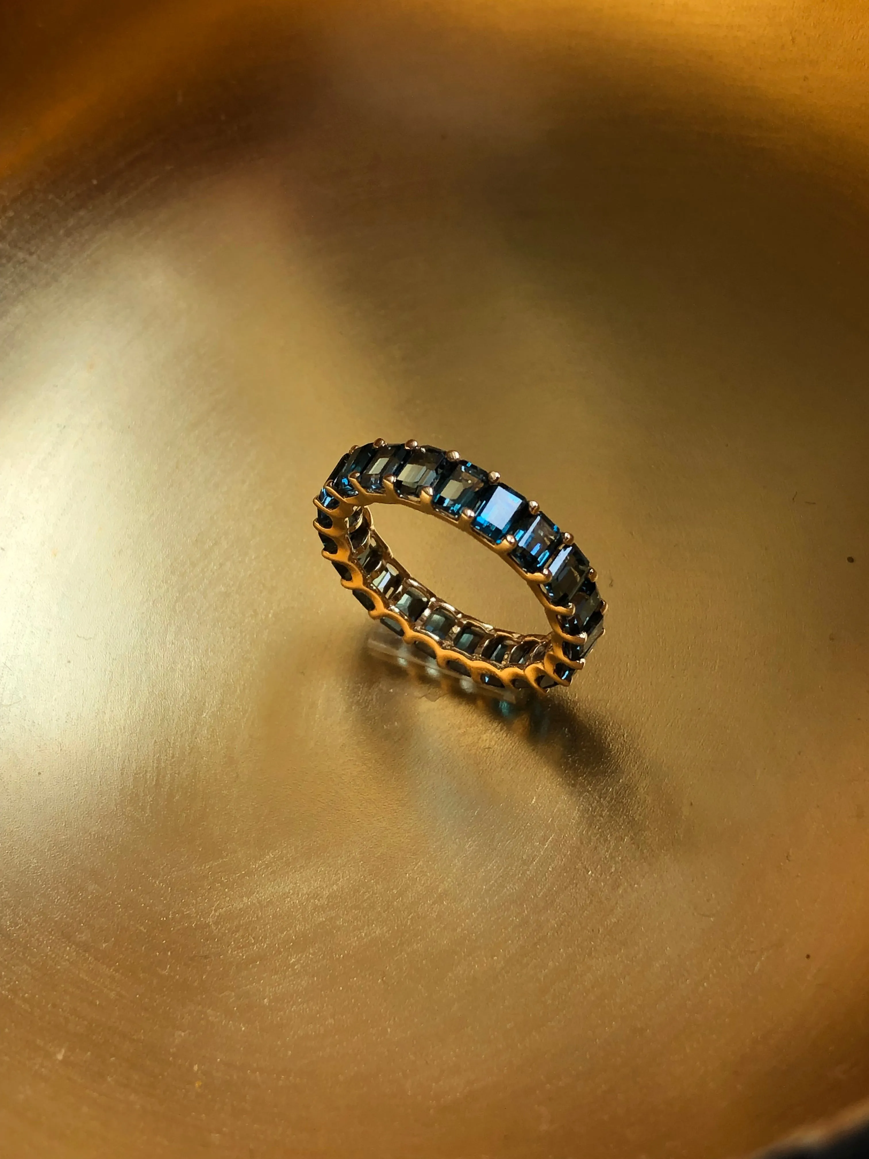 Petite Baguette London Blue Topaz Eternity Band