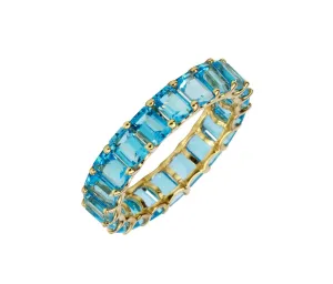Petite Baguette Swiss Blue Topaz Eternity Band