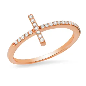 Petite Diamond Sideway Cross Ring