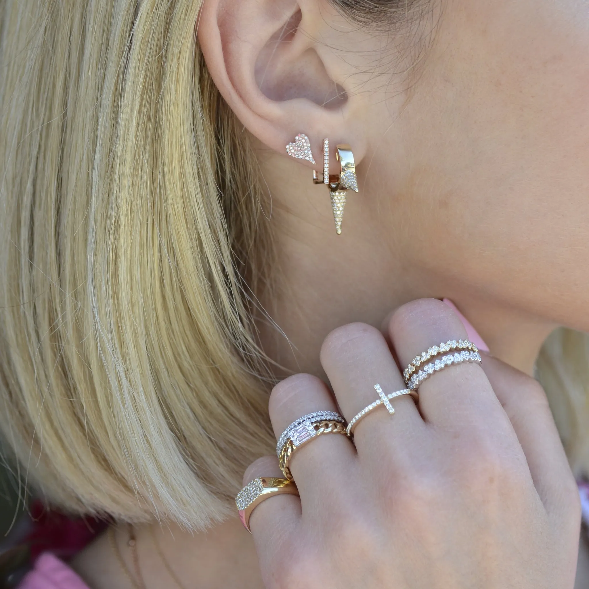 Petite Diamond Sideway Cross Ring