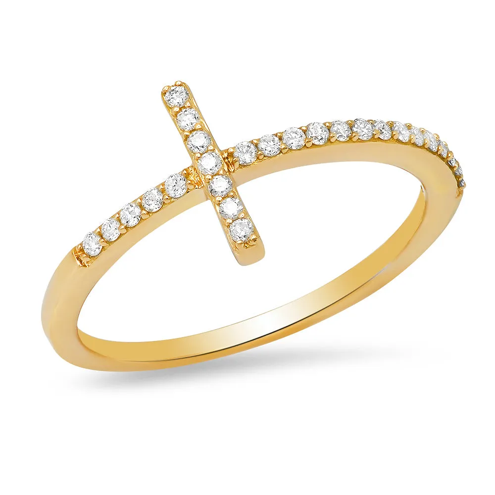 Petite Diamond Sideway Cross Ring