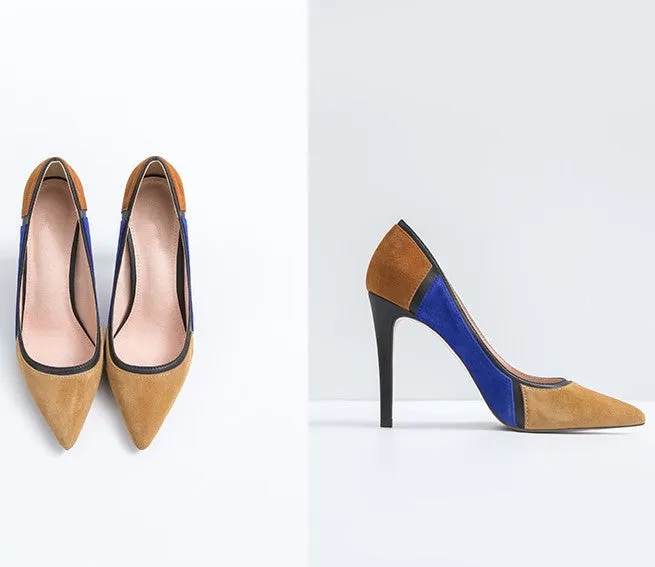 Petite Feet Women's Mixed Color Pointy Dress Heels(3/6/8/10cm) AS290