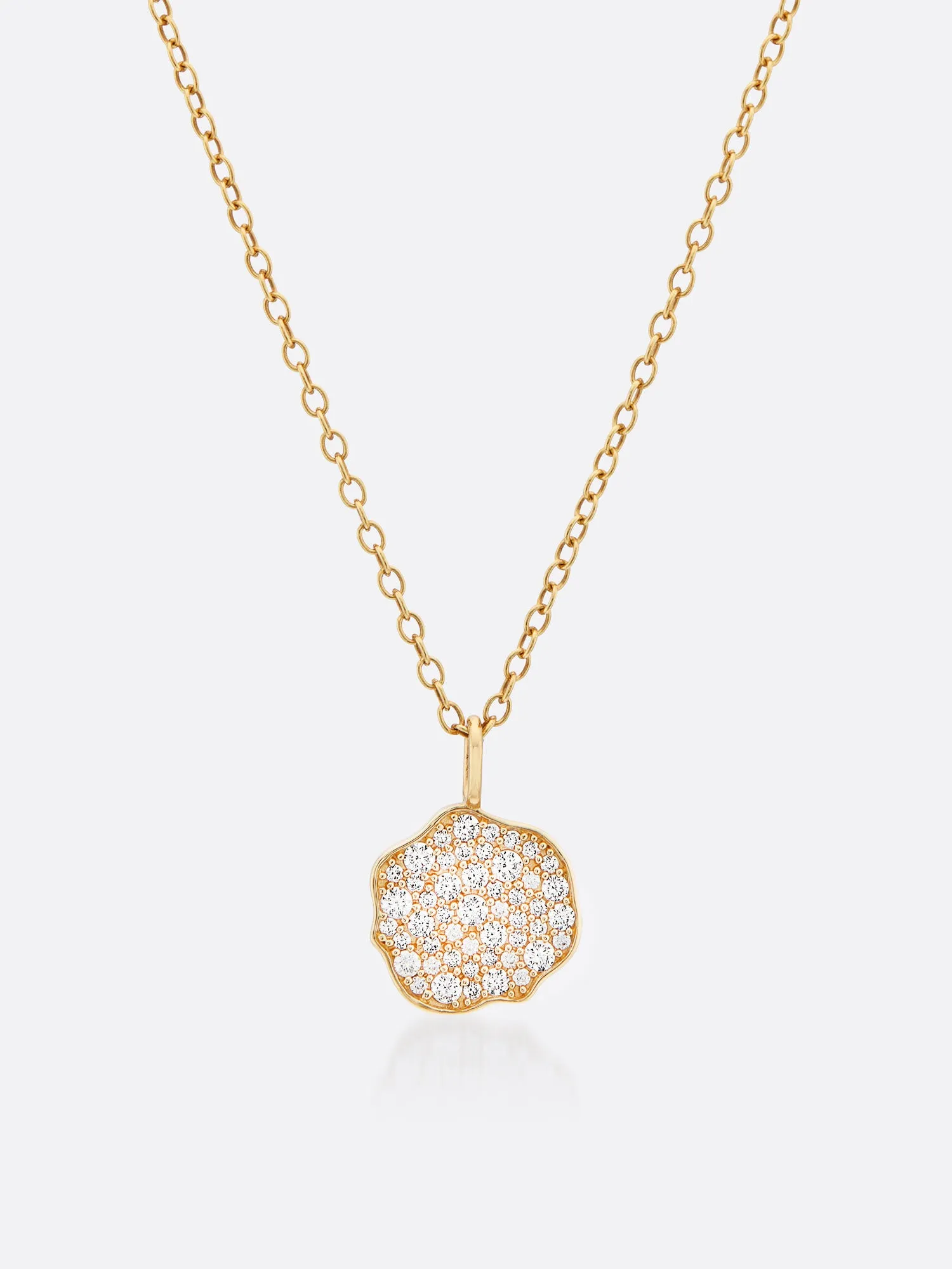 Petite Fleur Pavé Diamond Mini Pendant Necklace