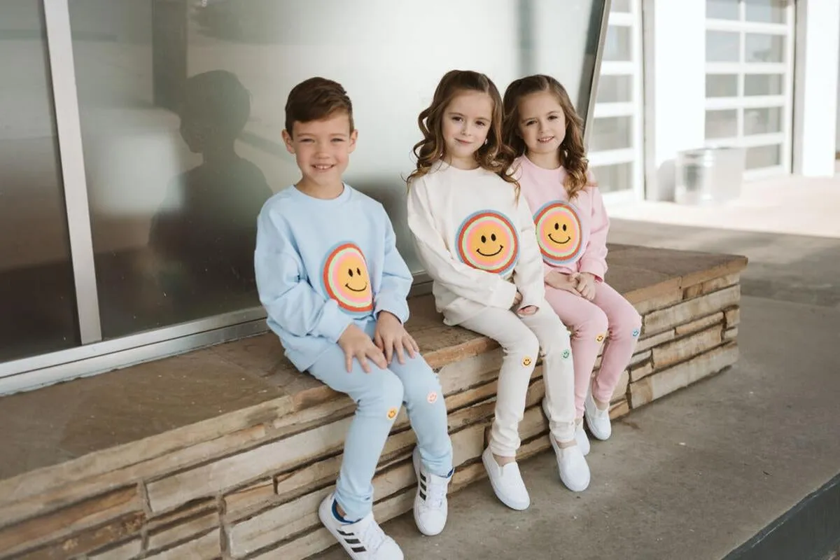 Petite Hailey Multi Smile Sweatshirt - Sky Blue