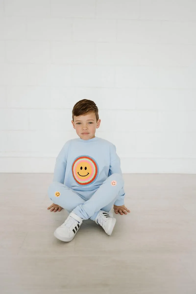 Petite Hailey Multi Smile Sweatshirt - Sky Blue