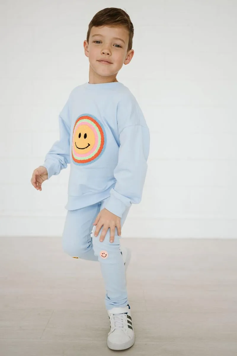 Petite Hailey Multi Smile Sweatshirt - Sky Blue