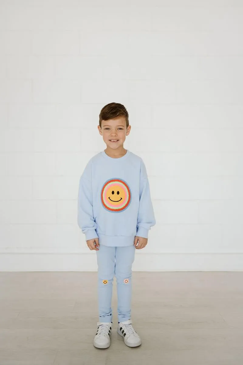 Petite Hailey Multi Smile Sweatshirt - Sky Blue