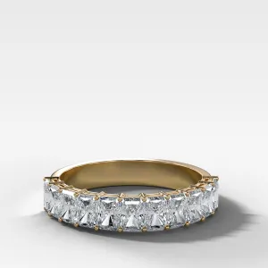 Petite Shared Prong Wedding Band with Radiant diamonds