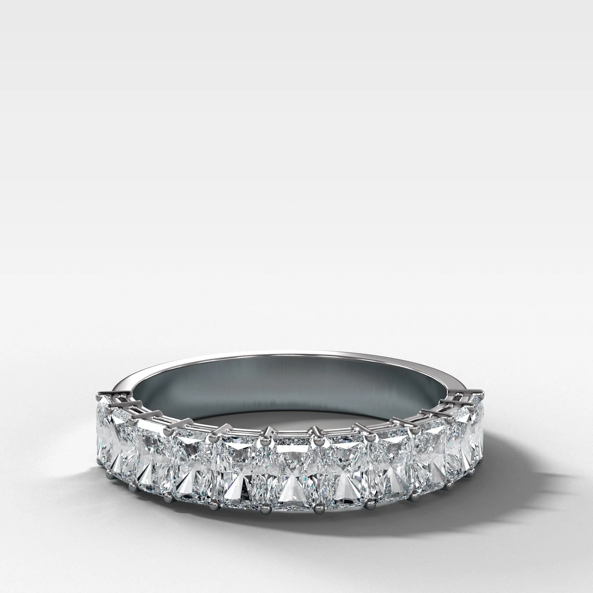 Petite Shared Prong Wedding Band with Radiant diamonds