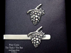 Pine Cone Tie Tack or Pinecone Tie Bar / Tie Clip Sterling Silver
