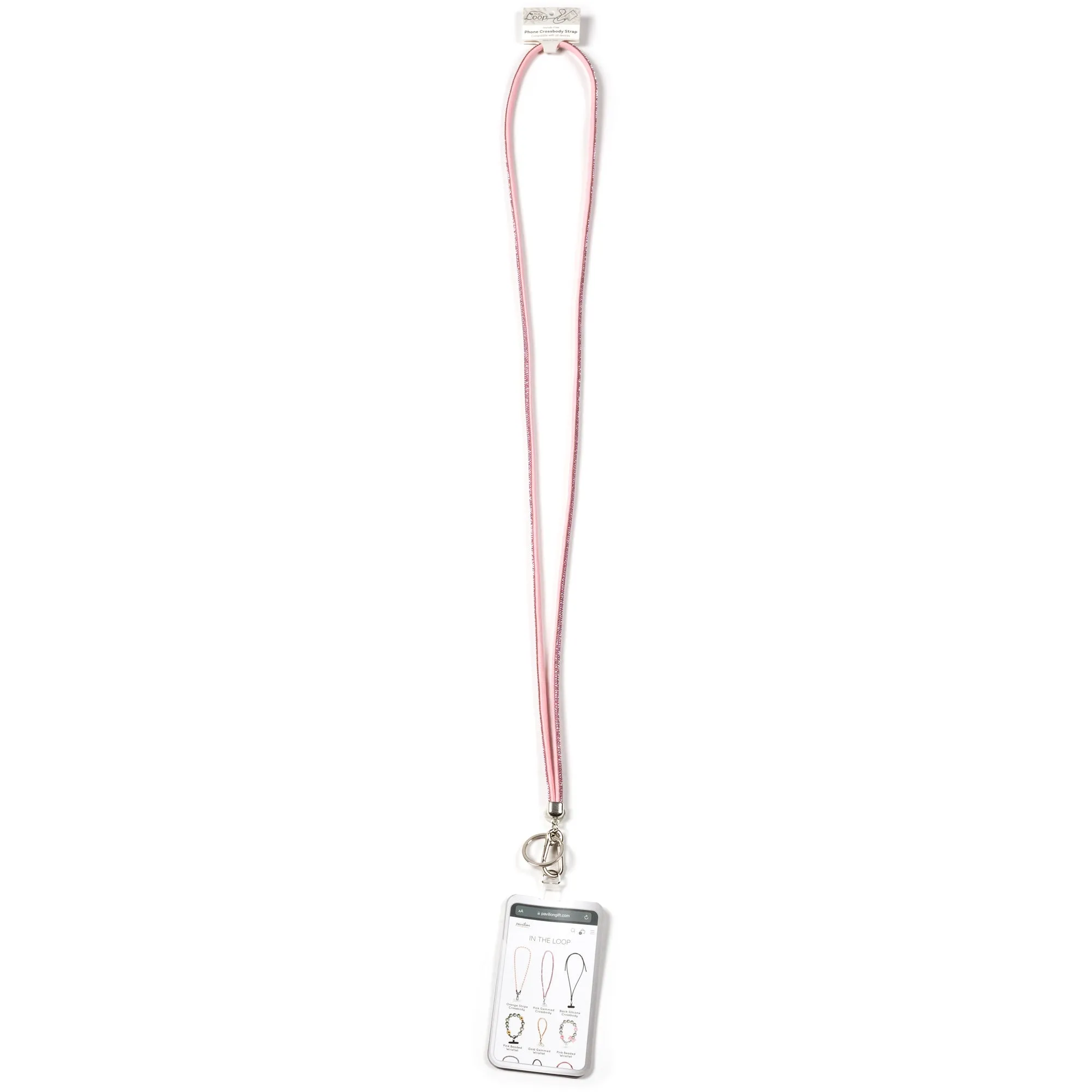 Pink Crossbody Soft Gemmed Phone Lanyard