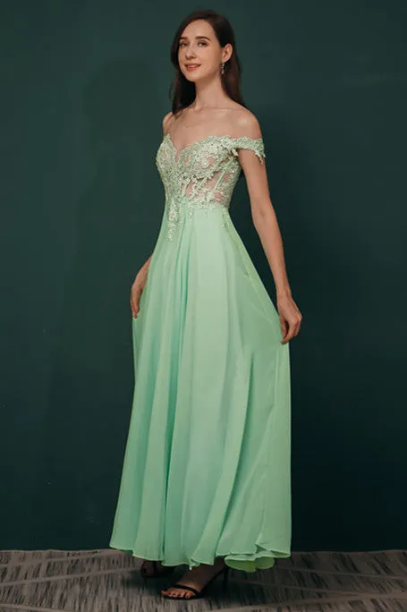 Pink Lace-up Off-the-shoulder Chiffon Formal Dress