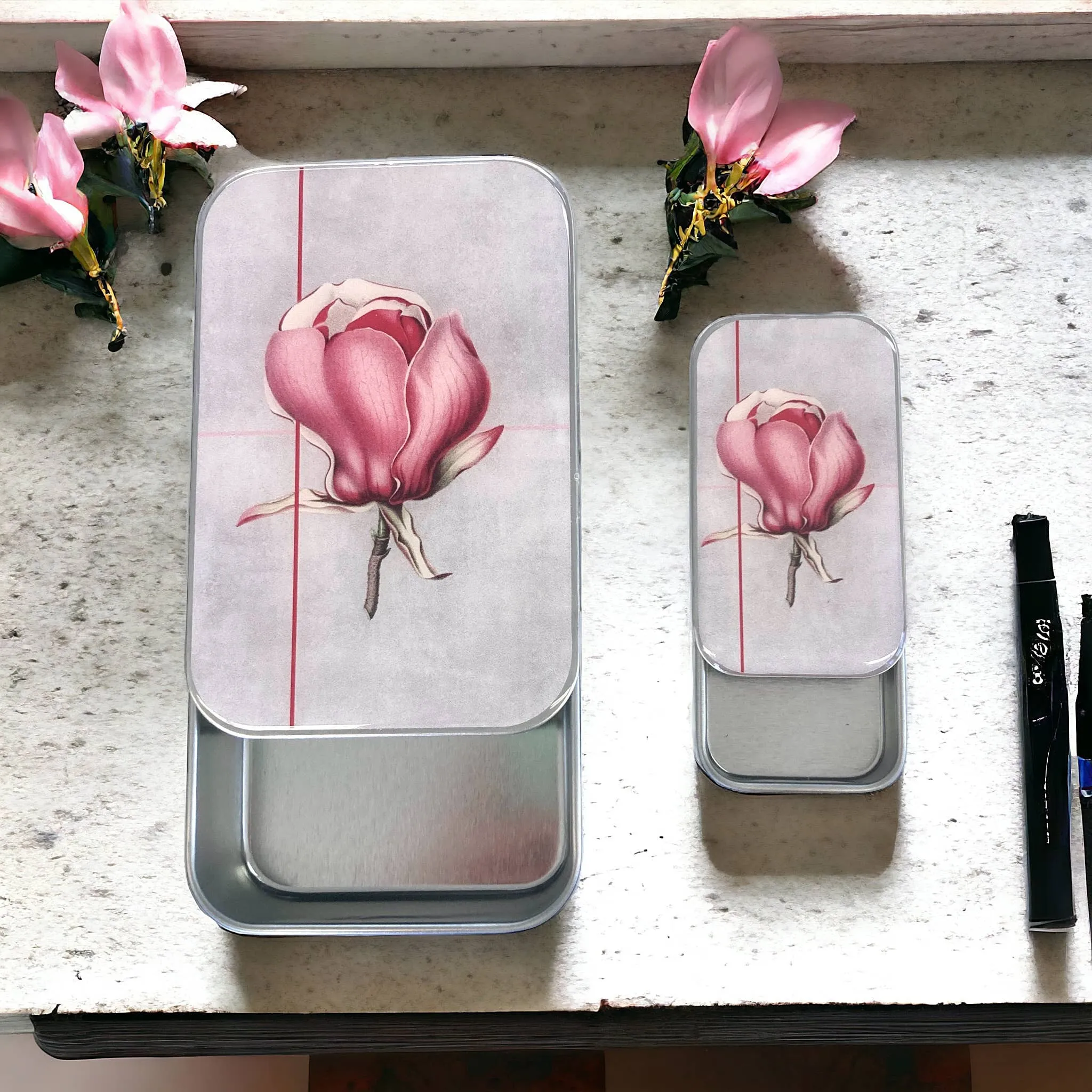 Pink Magnolia Notions Tin