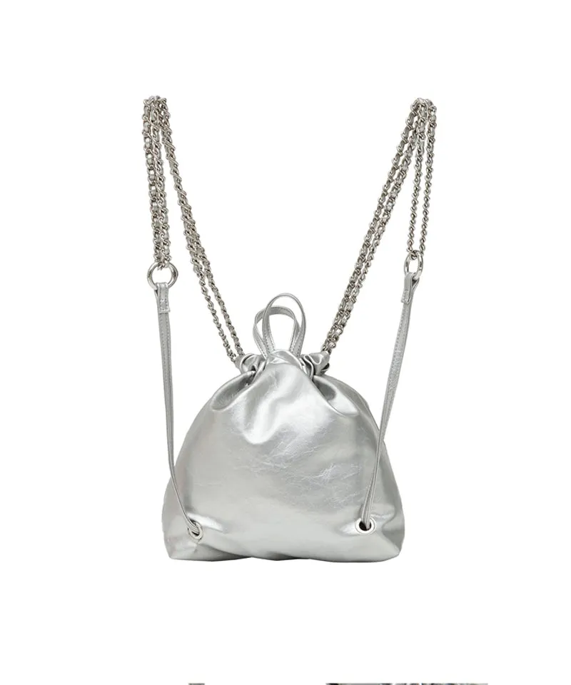 PIV'VEE Glossy Chain Backpack - Space Silver