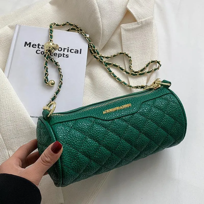Plaid Crossbody Barrel Bag