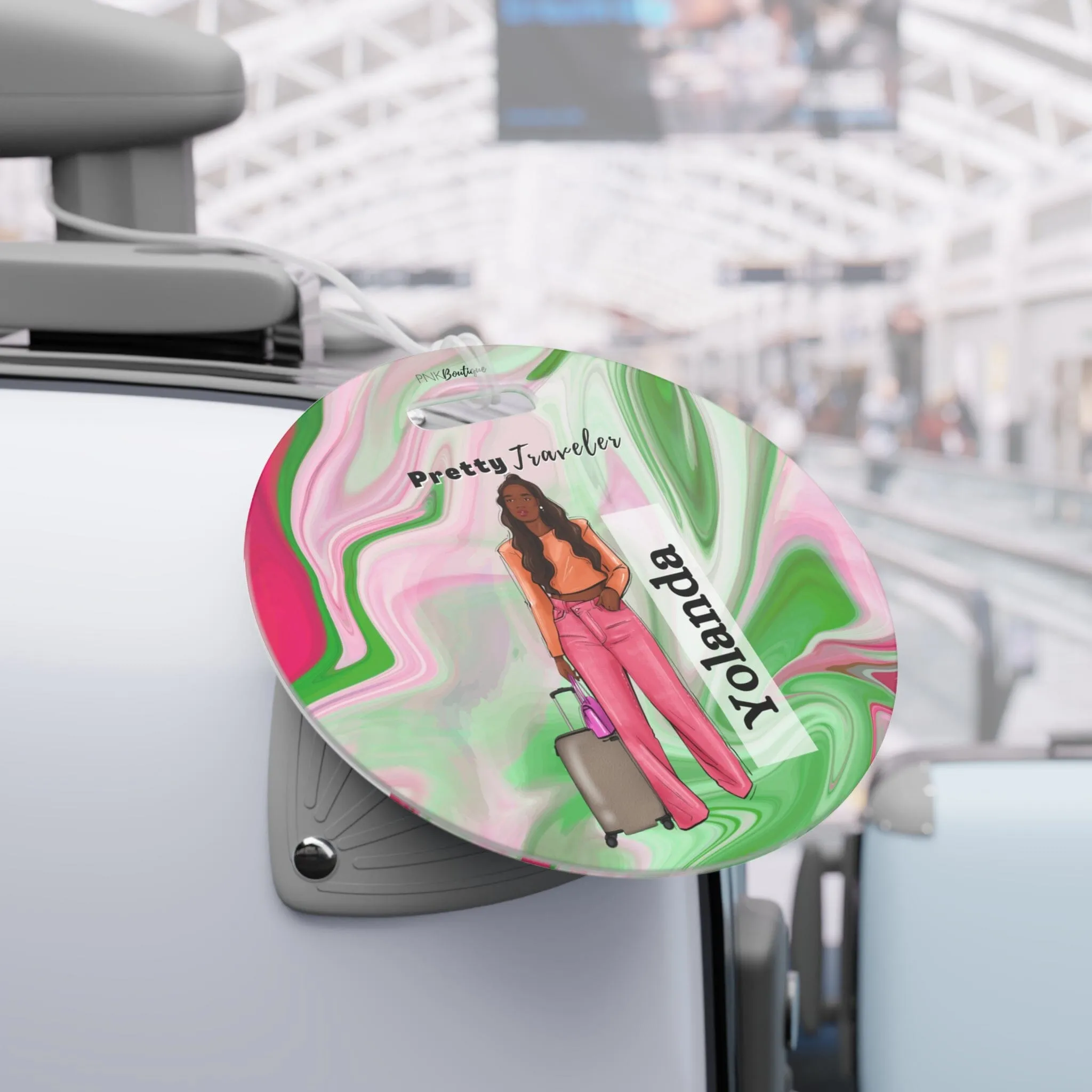 PNK Pink and Green Pretty Traveler Luggage Tags
