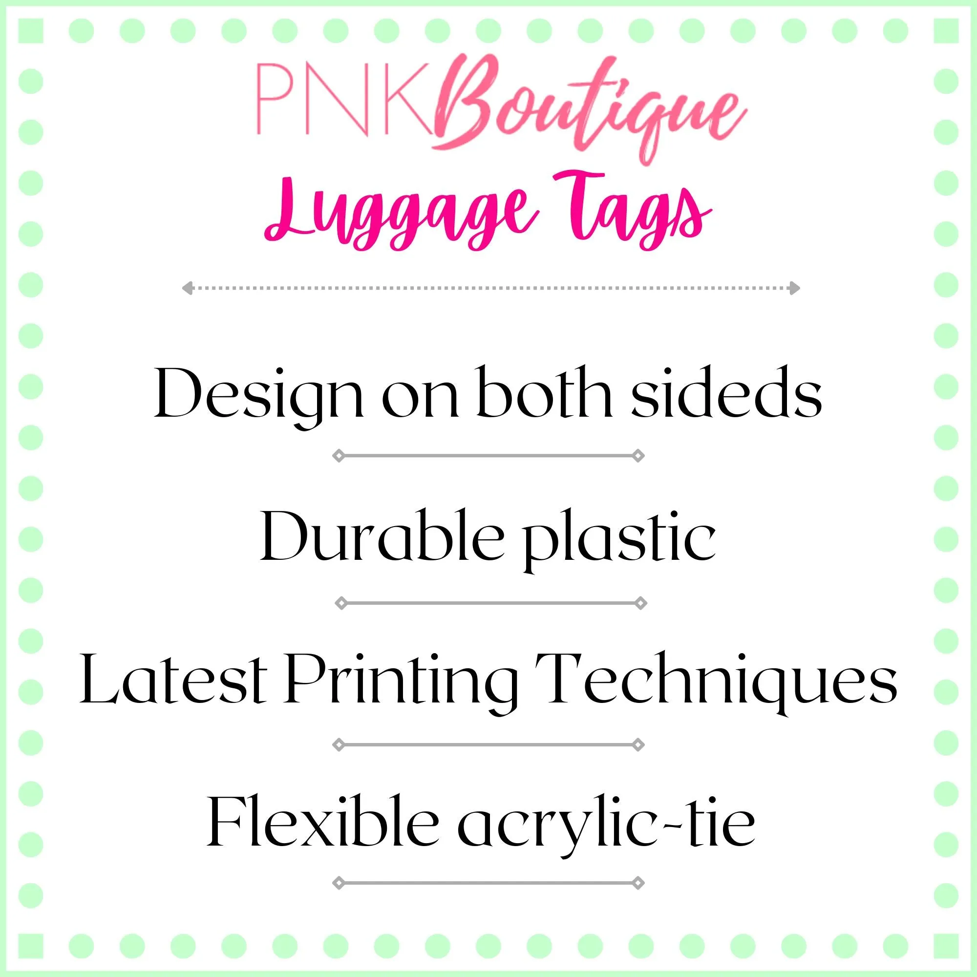 PNK Pink and Green Pretty Traveler Luggage Tags