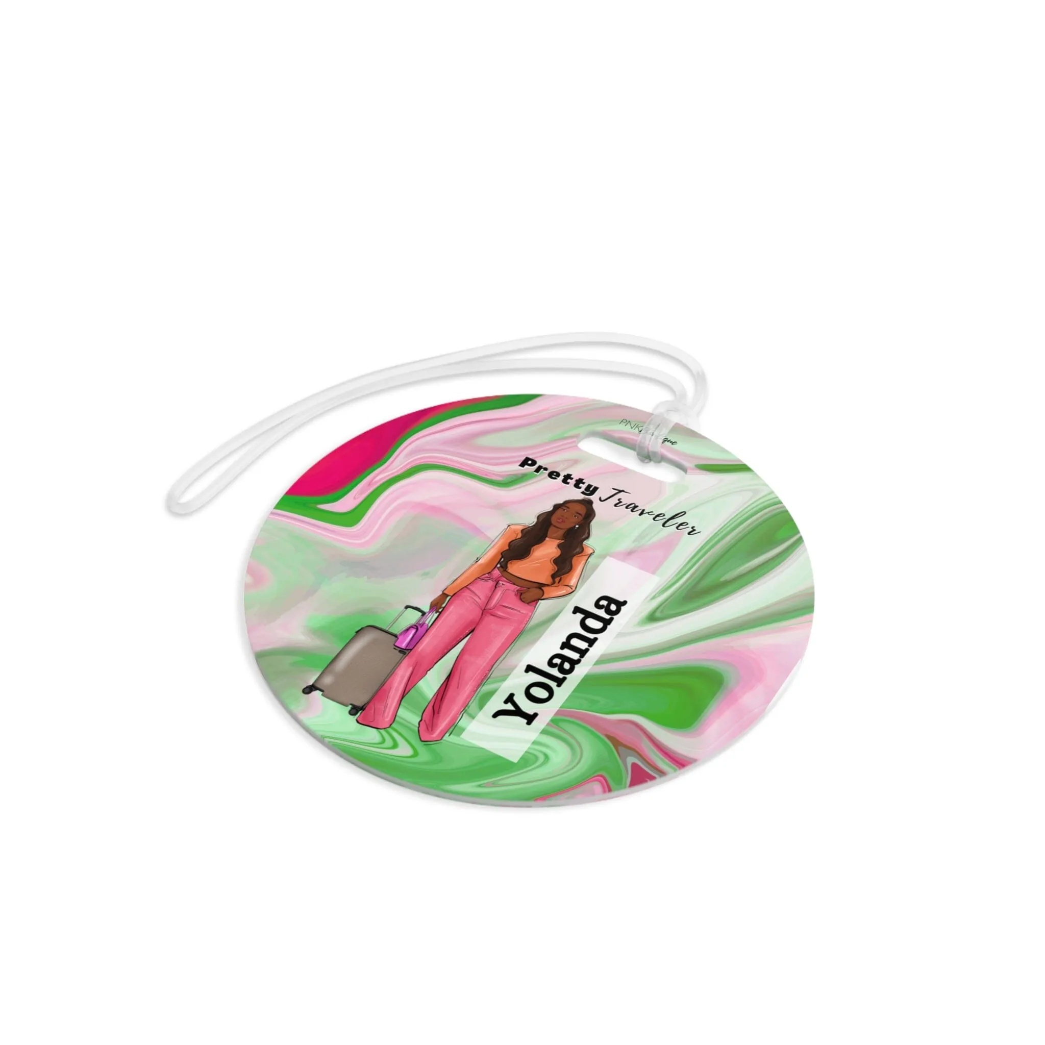 PNK Pink and Green Pretty Traveler Luggage Tags
