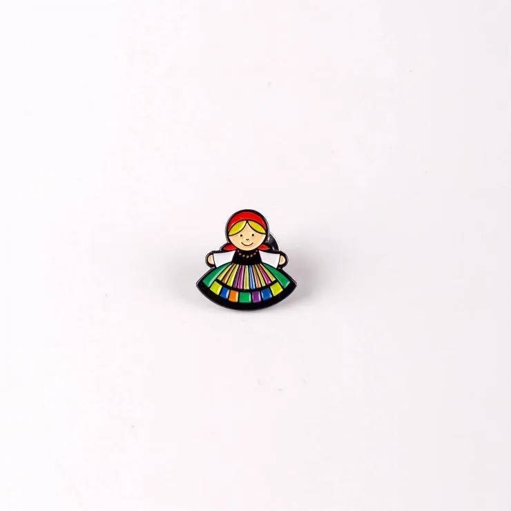 Polish Folk Art Lapel Pin (Lowicz Female)
