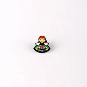 Polish Folk Art Lapel Pin (Lowicz Female)