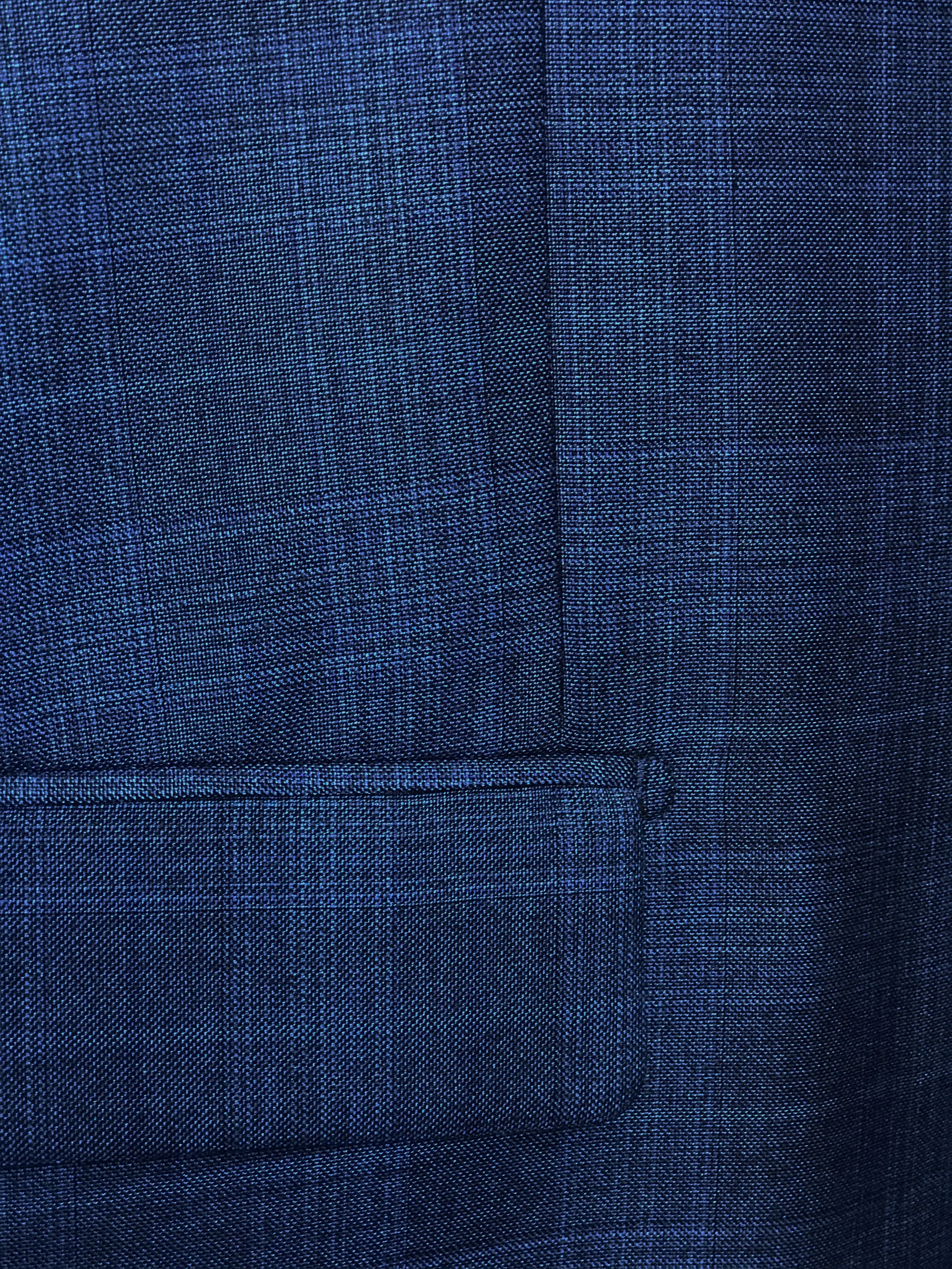 Pompey Collection - Men's Glen Plaid Dress Suit 2 Piece Regular Fit in Blue