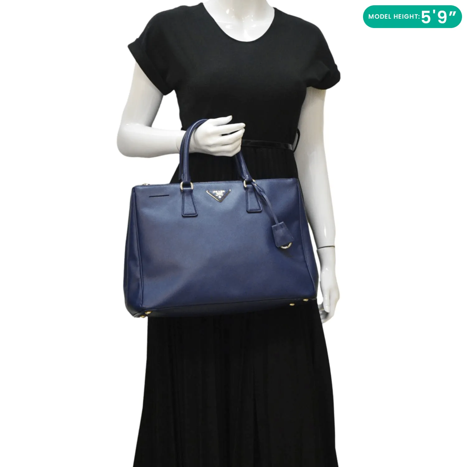 PRADA Galleria Double-Zip Medium Saffiano Leather Tote Bag Blue