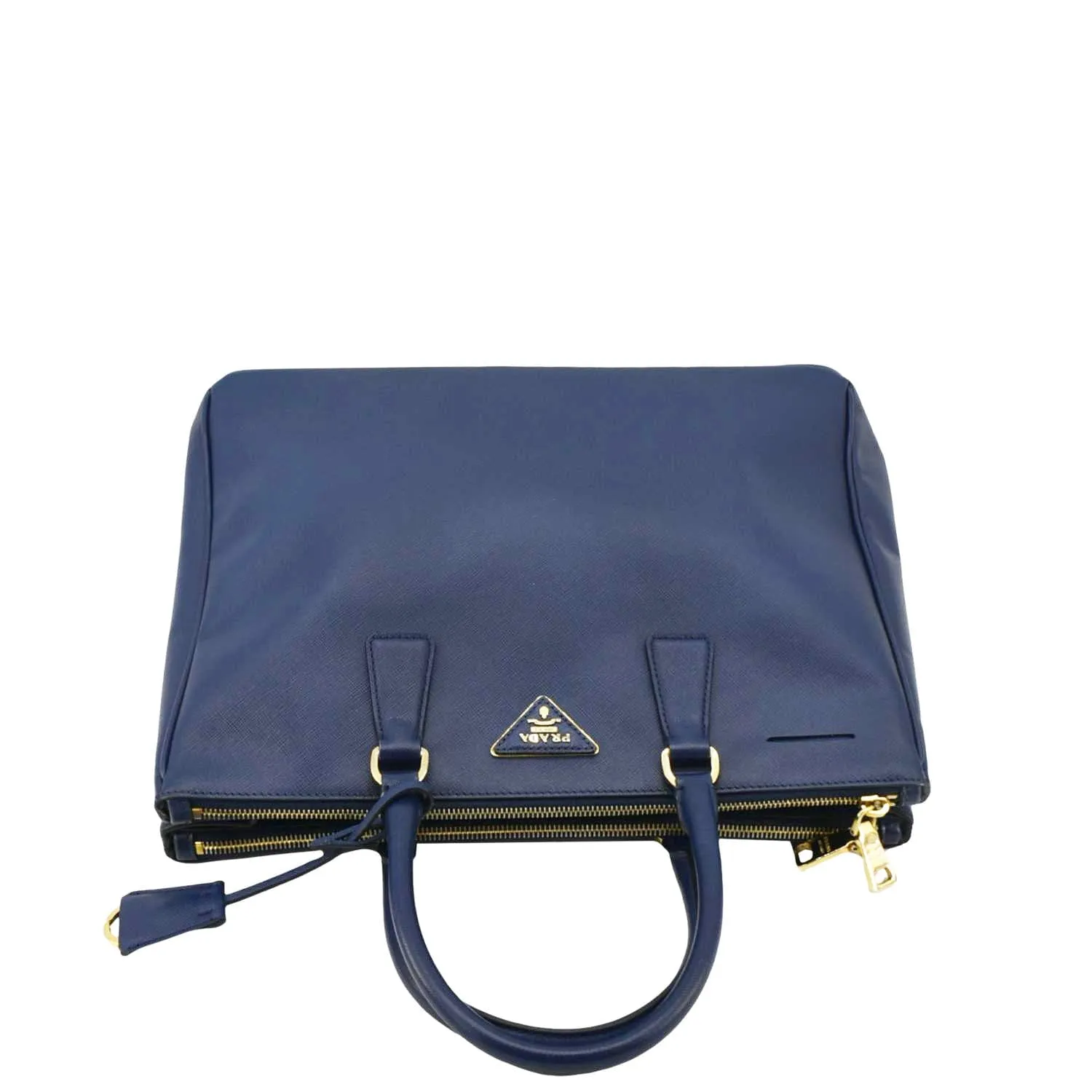 PRADA Galleria Double-Zip Medium Saffiano Leather Tote Bag Blue