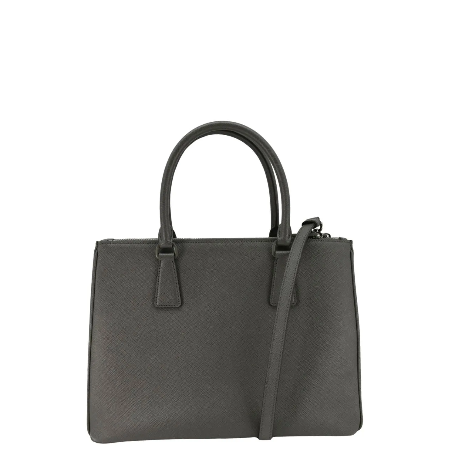PRADA Galleria Double-Zip Medium Saffiano Leather Tote Bag Gray
