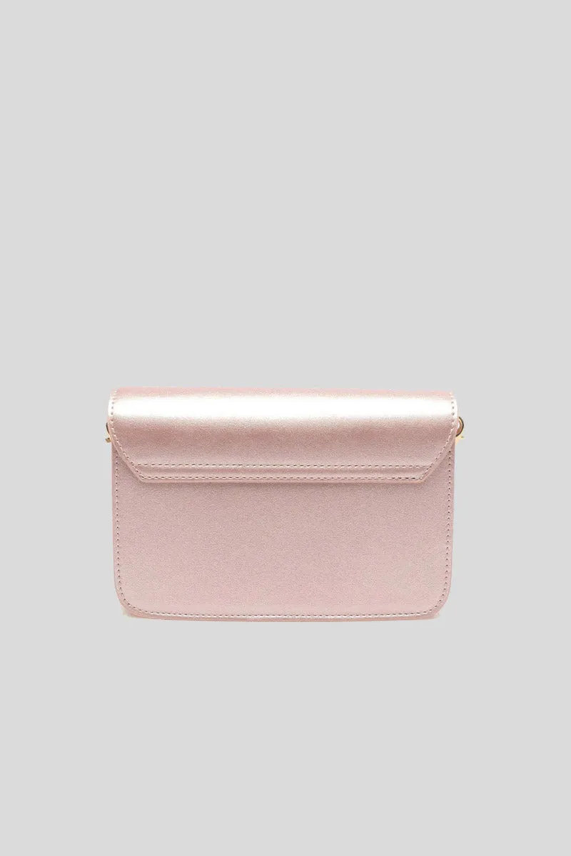 Pre Blossom Clutch 1 Gusset Iridescent Pu - Pink Metal