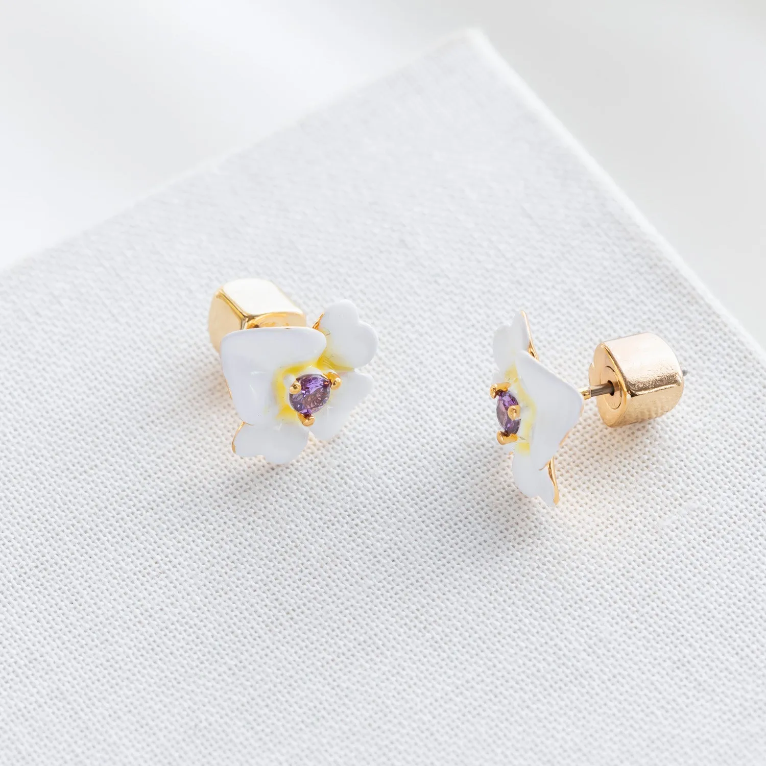 Precious Pansy Stud Earrings (Yellow)