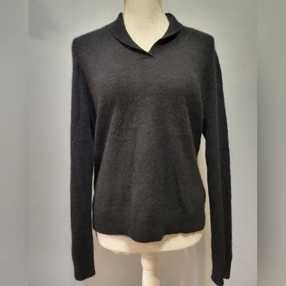 Prive 100% cashmere large black long sleeve shawl neck NWOT sweater