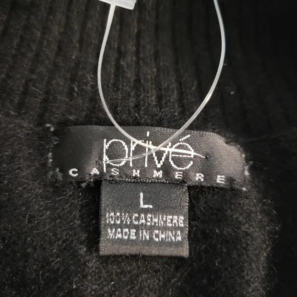 Prive 100% cashmere large black long sleeve shawl neck NWOT sweater