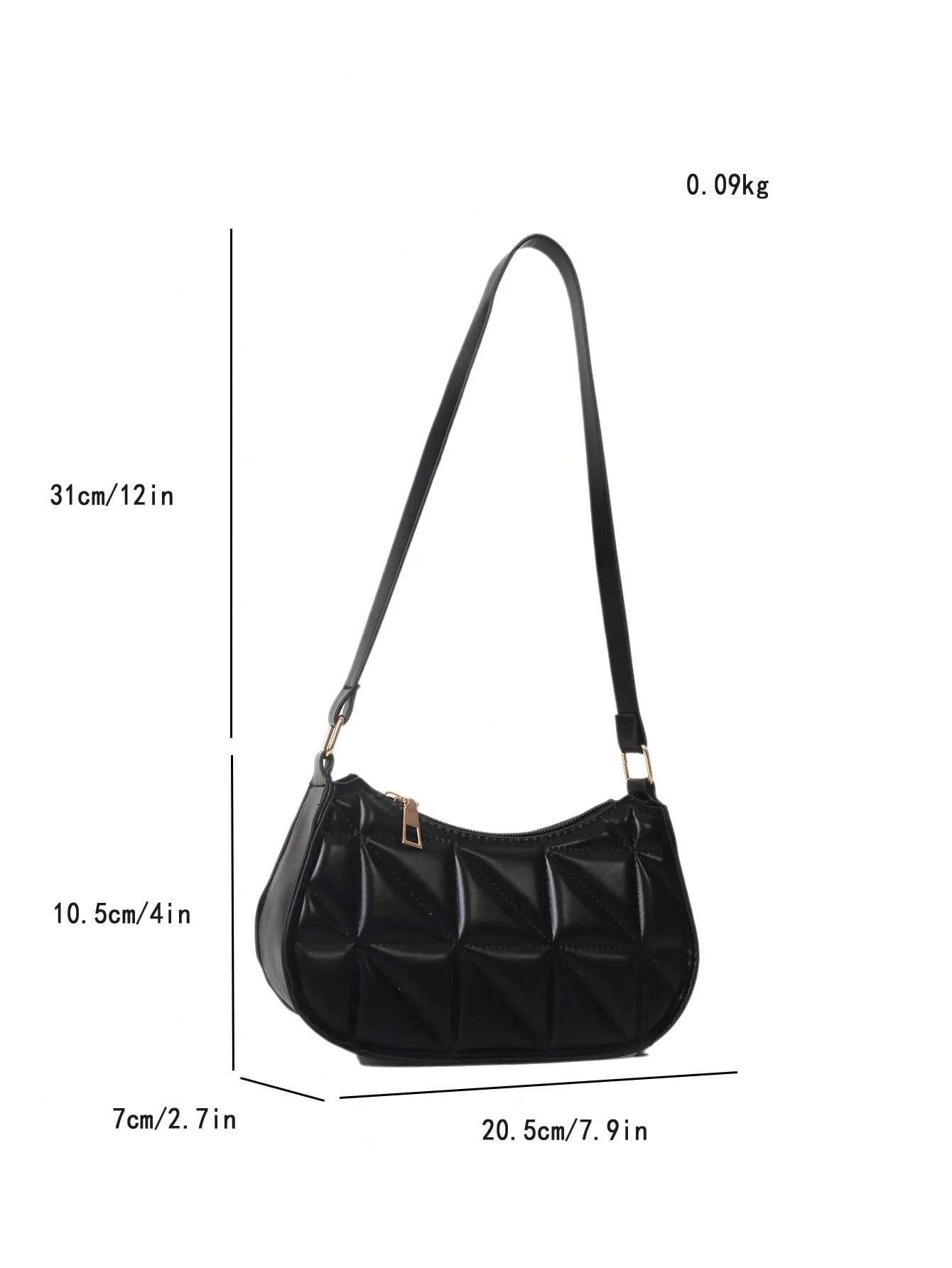 Pu Material Plaid Zipper Shoulder Bag