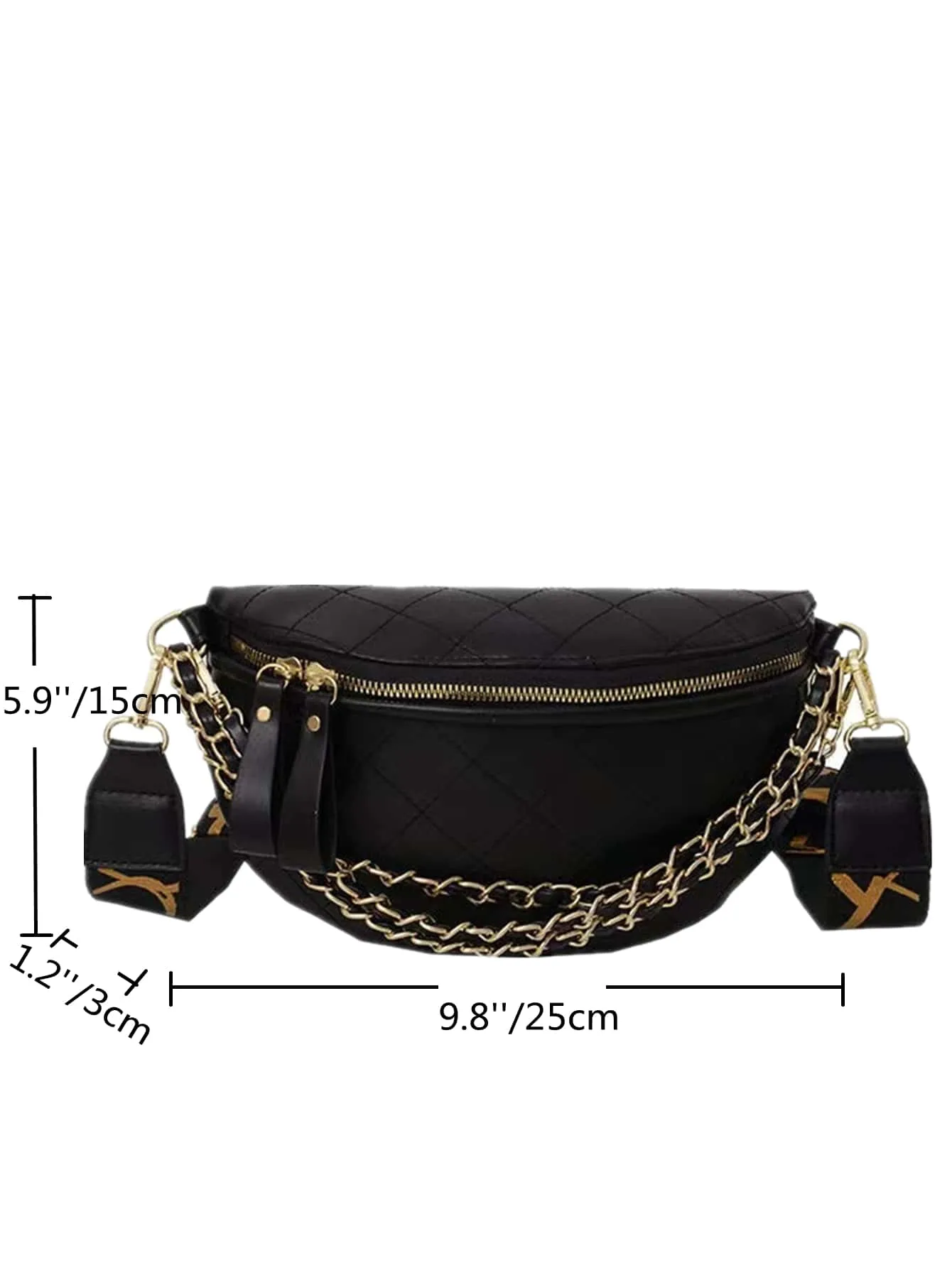 Quilted Chain Decor Waist Bag - Black