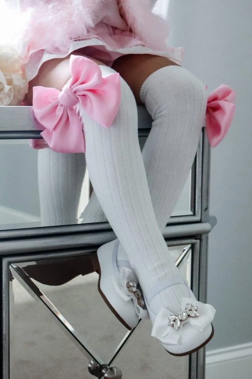 "Abigail" Satin Bow Socks