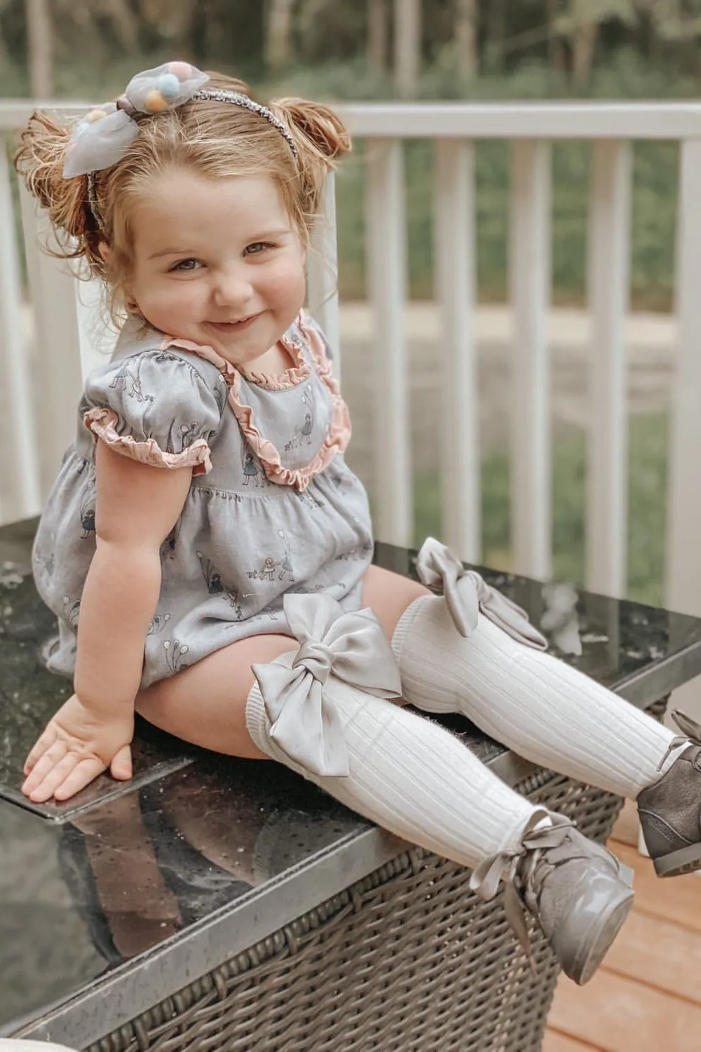 "Abigail" Satin Bow Socks