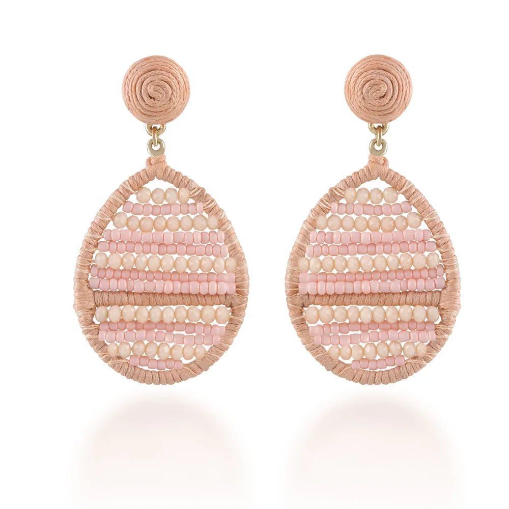"Jardine" Handmade Woven Crystal Beads Teardrop Earrings